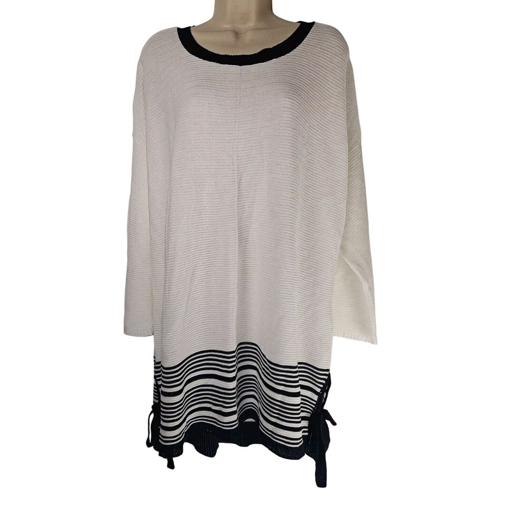 New CJ Banks 2X‎ Loose Knit Tunic Sweater Beachy Preppy Nautical Casual Vacation